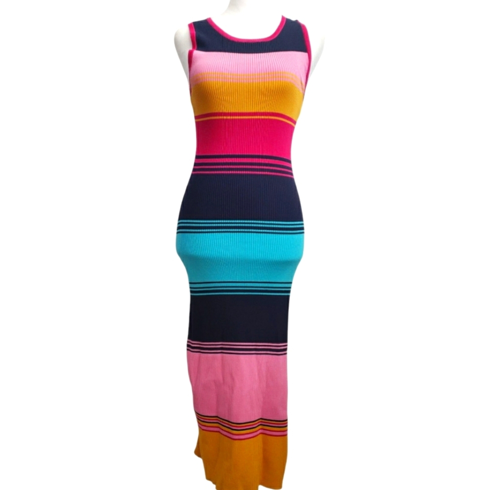 Skies Are Blue Colorful Striped Sleeveless Maxi Dress - Size XS